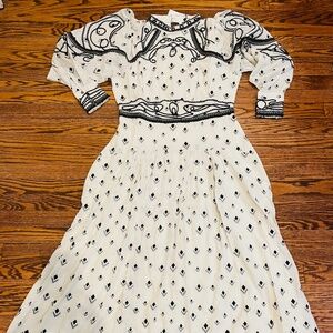 Karen Millen Embroidered Tape Woven Maxi Dress NWT US 10